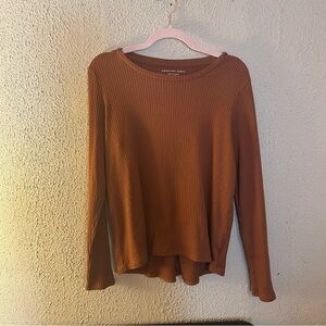 American Eagle Soft & Sexy Plush Rust Orange Ribbed Long Sleeve Tee Size M